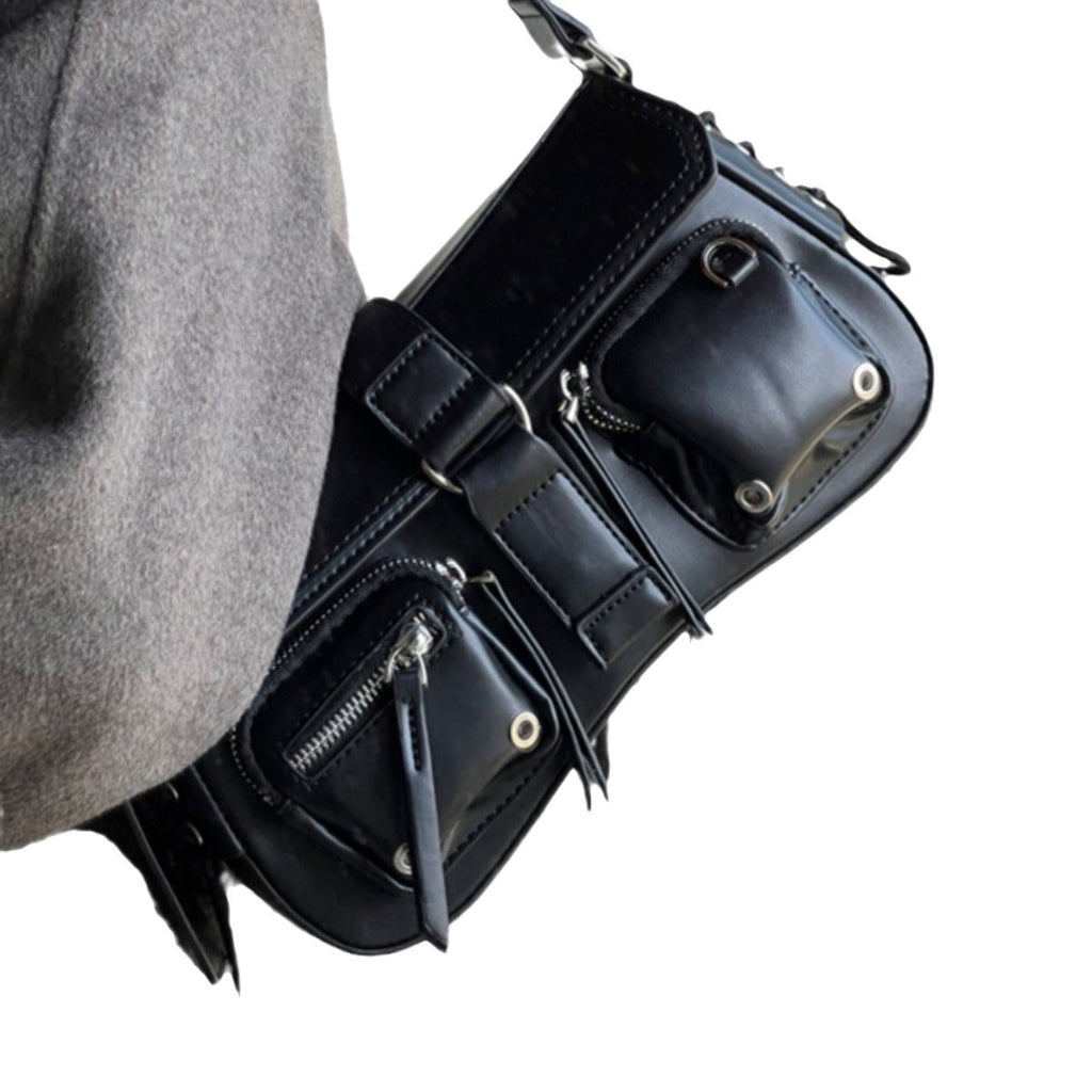 Retro Multi-Pocket Buckle Shoulder Bag