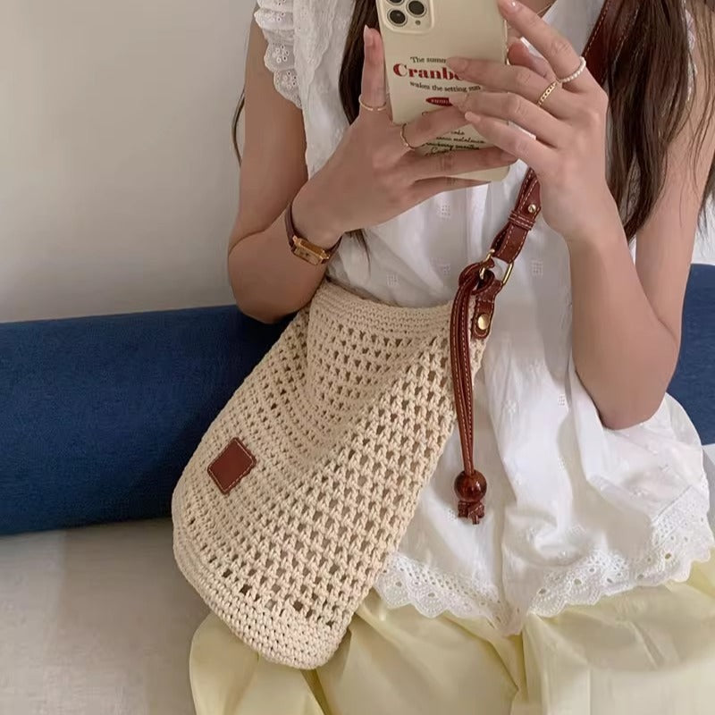 Woven Hollow Tote Beach Shoulder Bag