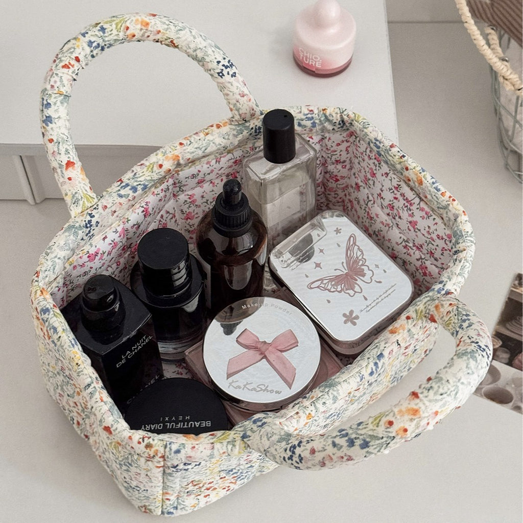 Pastoral Floral Desktop Organizer Basket