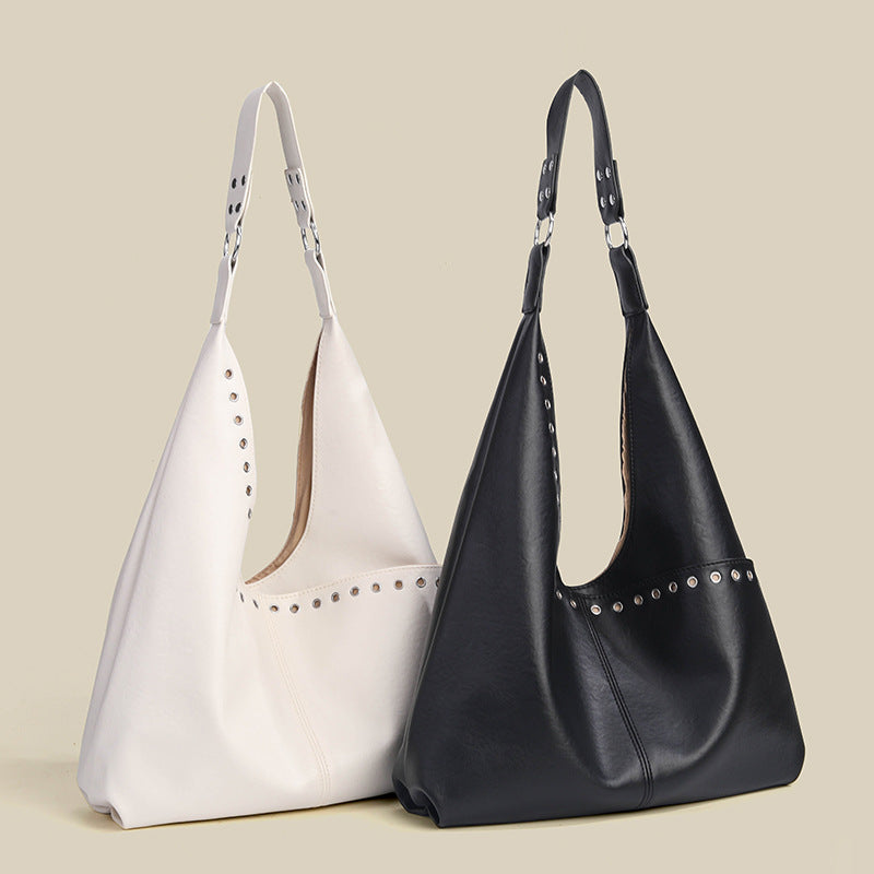 Studded Slouchy Hobo Everyday Tote Shoulder Bag