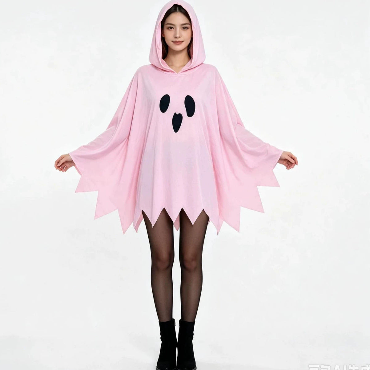 Oversized  Hooded Ghost Halloween Poncho Costume in White or Pink
