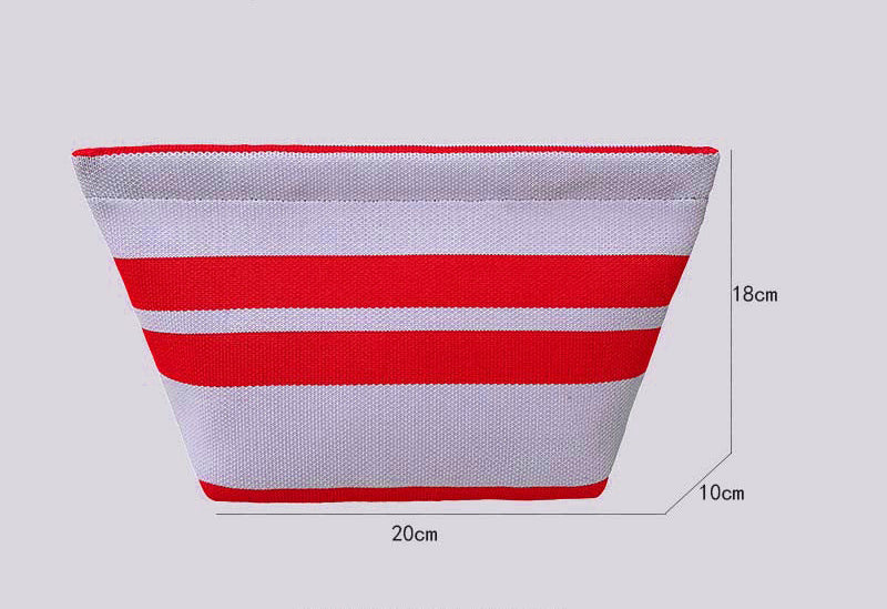 Striped Knitted Wool Cosmetic Clutch Bag