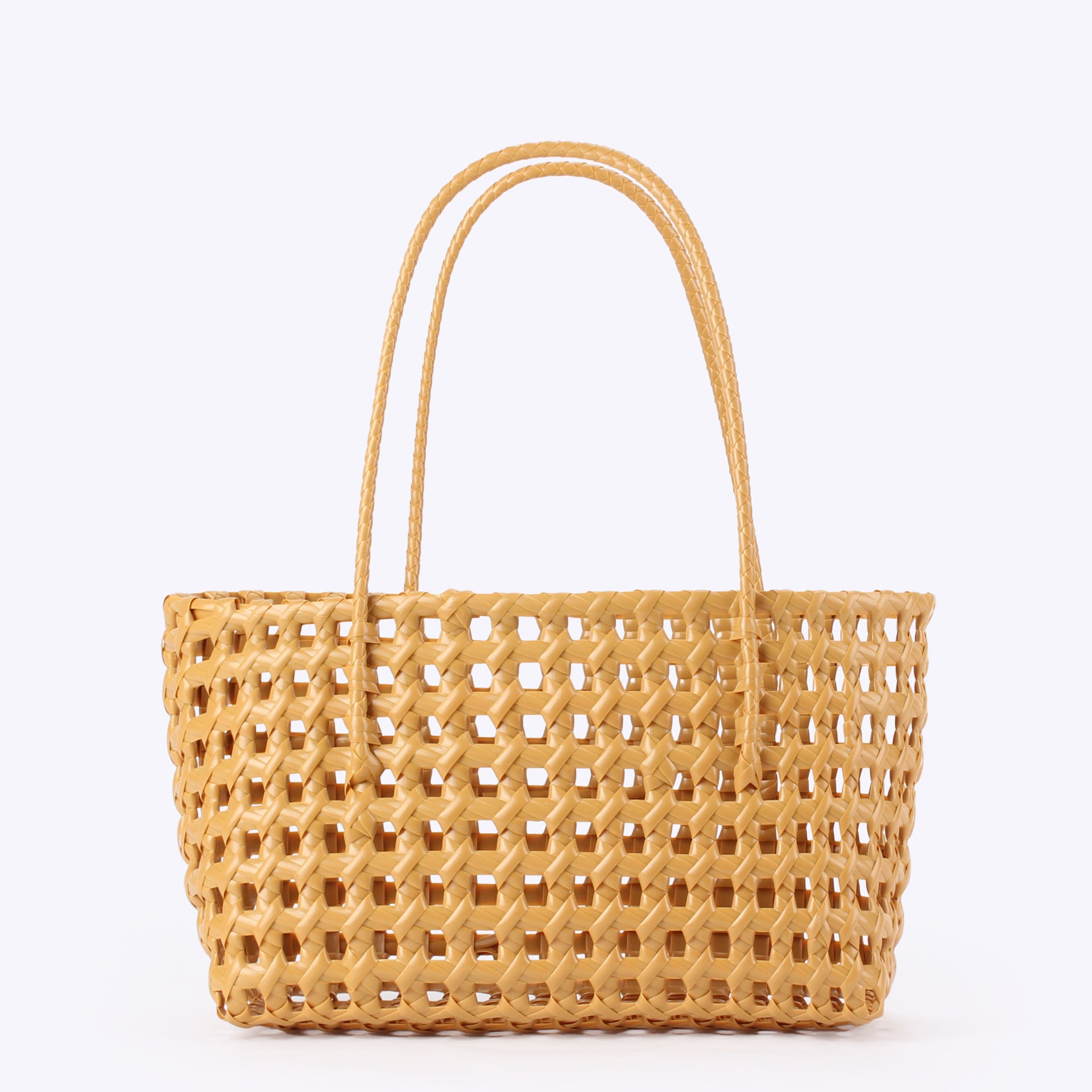 Women Hollow Woven Basket Bag, Casual Beach Vacation Shoulder Bag