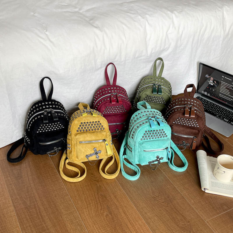 Vintage Studded Mini Suede Backpack