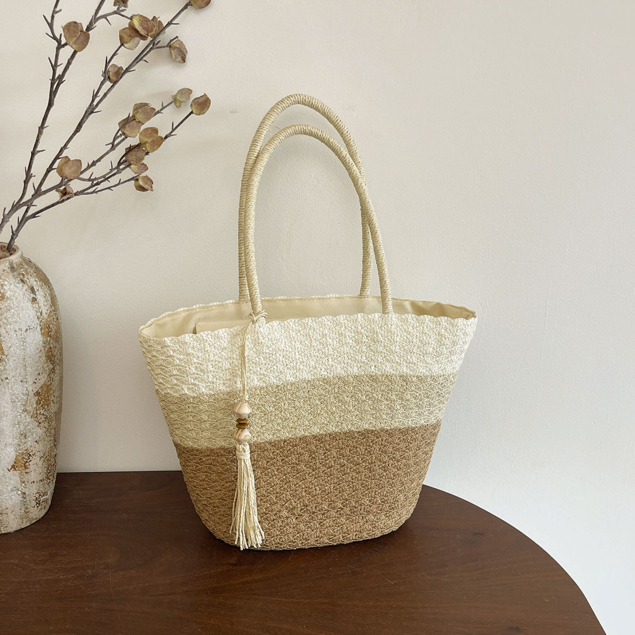Women 2026 Fashion Handmade Woven Beach Large Shoulder Handbag