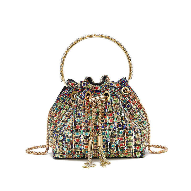 Gradient Full Diamond Tassel Evening Bag