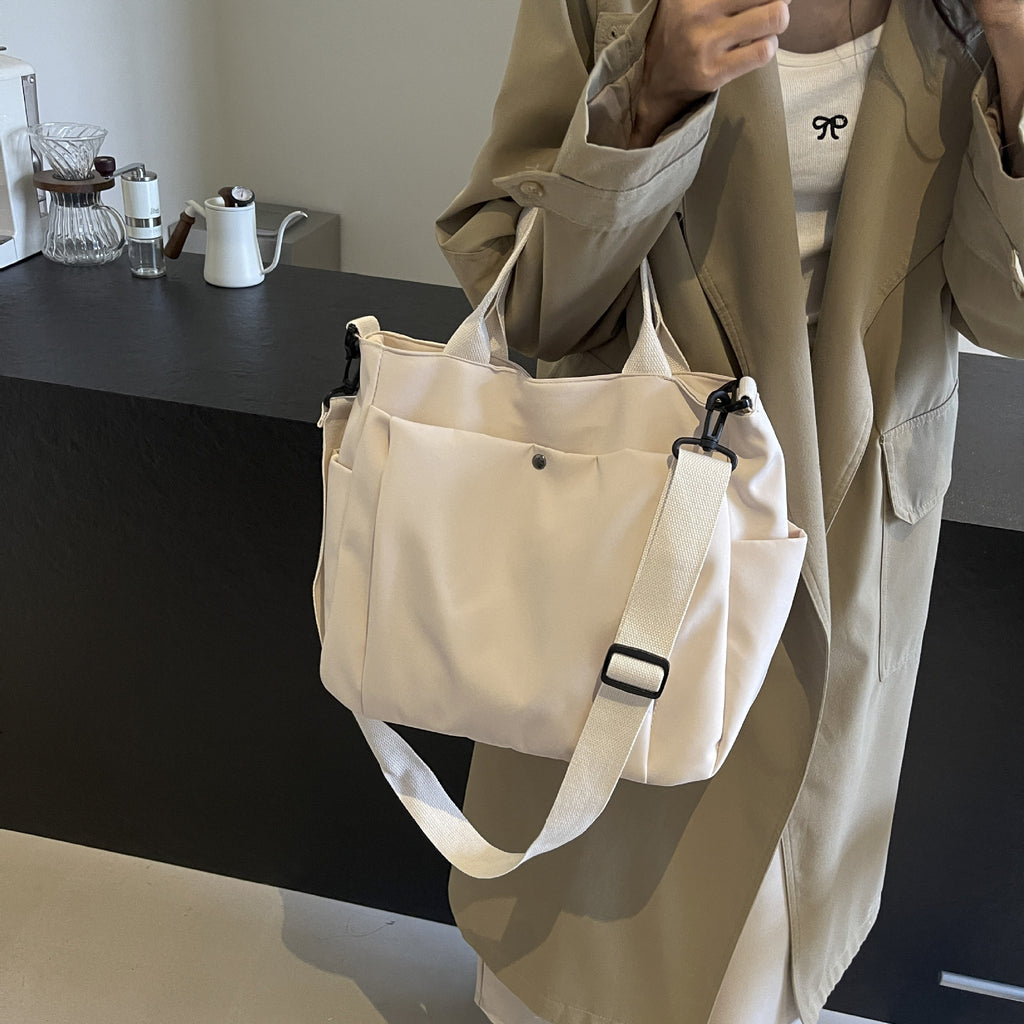 Large-Capacity Multi-Pocket Convertible Nylon Shoulder Tote Bag