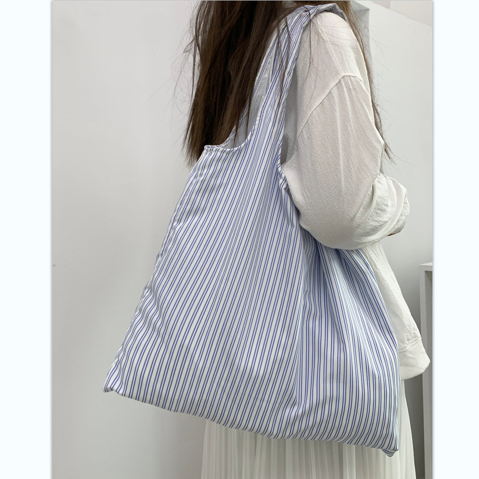 2026 Summer New Model Large Capacity Striped Armpit Bag Solid Color Blank Bag Simple Versatile Shoulder Bag For Women