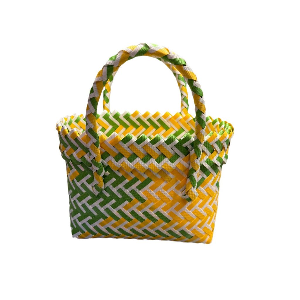 Plastic Woven Beach Basket Bag