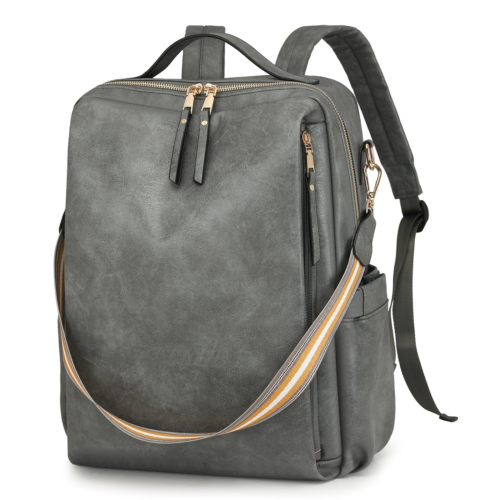 Women Fashion PU Business Backpack, Multifunctional Laptop Travel Bag