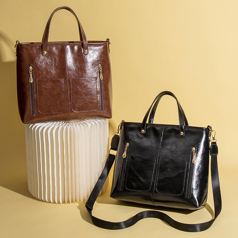 Vintage PU Leather Laptop Large Capacity Work Tote Bag