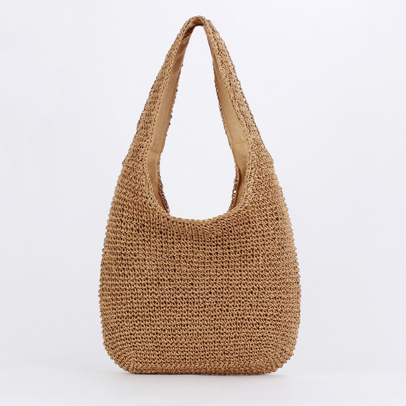 Women Woven Shoulder Bag, Mori Crochet Large Beach Bag
