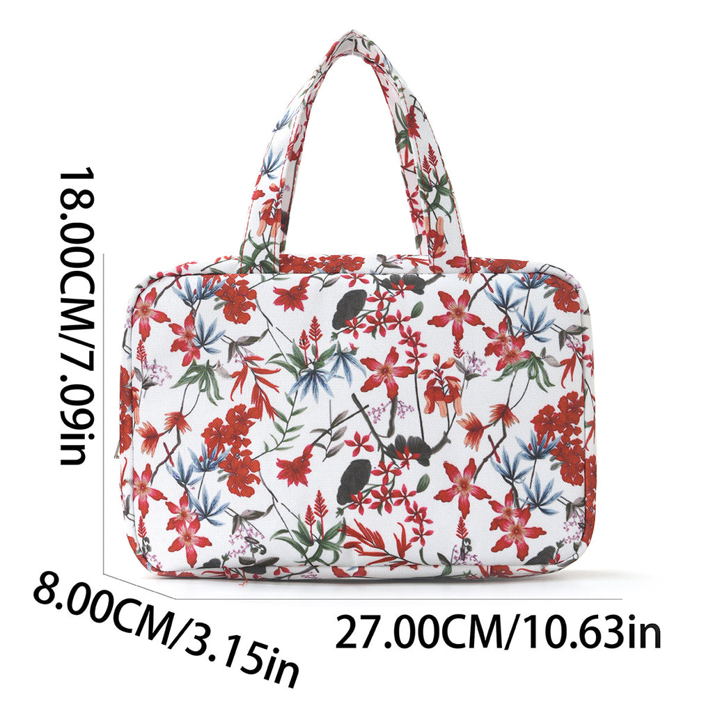 Dry-Wet Separation Floral Toiletry Bag