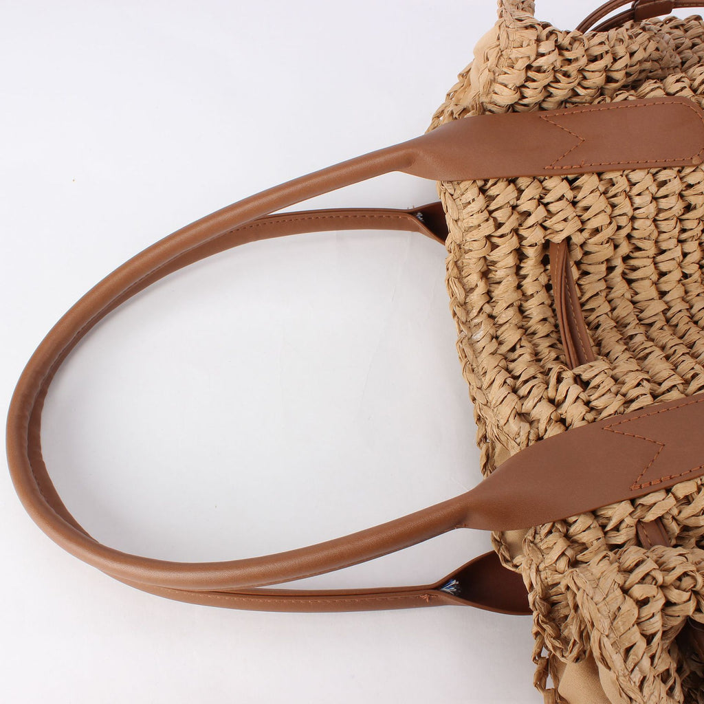 Women Straw Woven Large Capacity Shoulder Beach Vacation Bag
