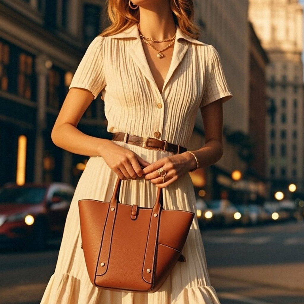 Genuine Leather Vegetable Basket Shoulder Bag