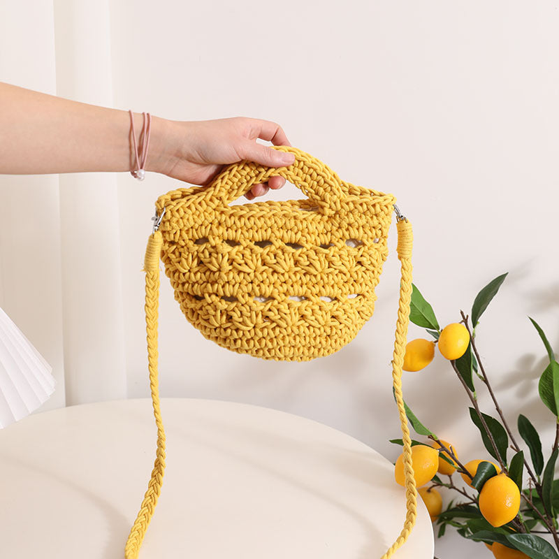 Crossbody Cotton Woven New Cute Handheld Hollow Straw Beach Bag