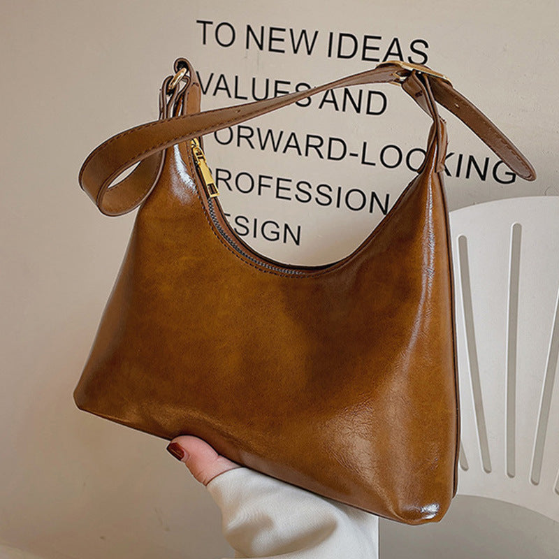 Minimalist PU Shoulder Bag with Modern Hobo Silhouette
