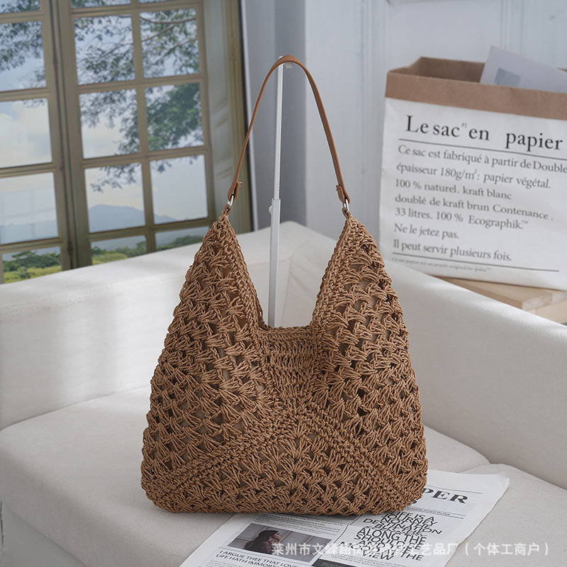 Summer Hollow Woven Straw Versatile Commuter Armpit Bag
