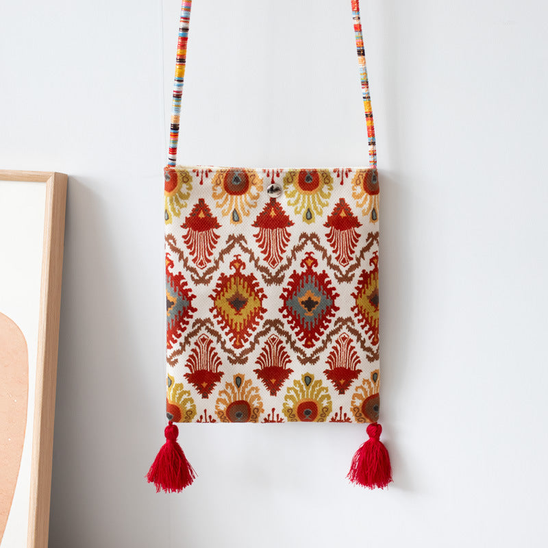 2026 Spring Summer New Ethnic Artistic Phone Crossbody Cloth Bag