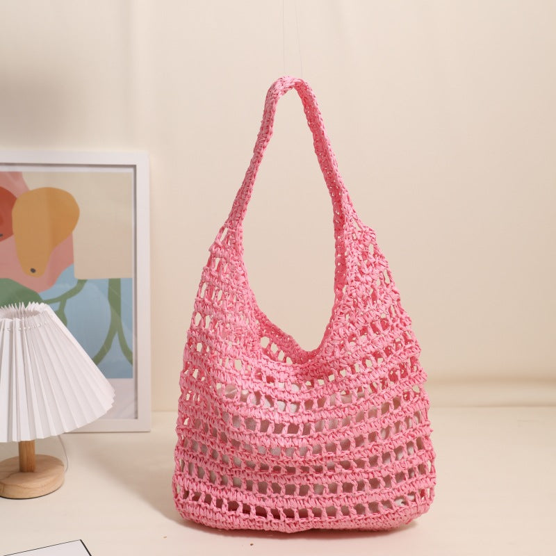 Large Shoulder Straw New Hollow Tote Handheld Woven Beach Bag