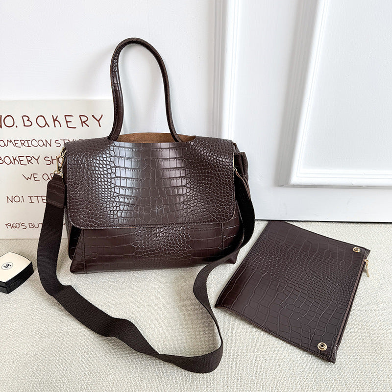 Minimalist Flap Large Vegan Leather Tote Shoulder Bag
