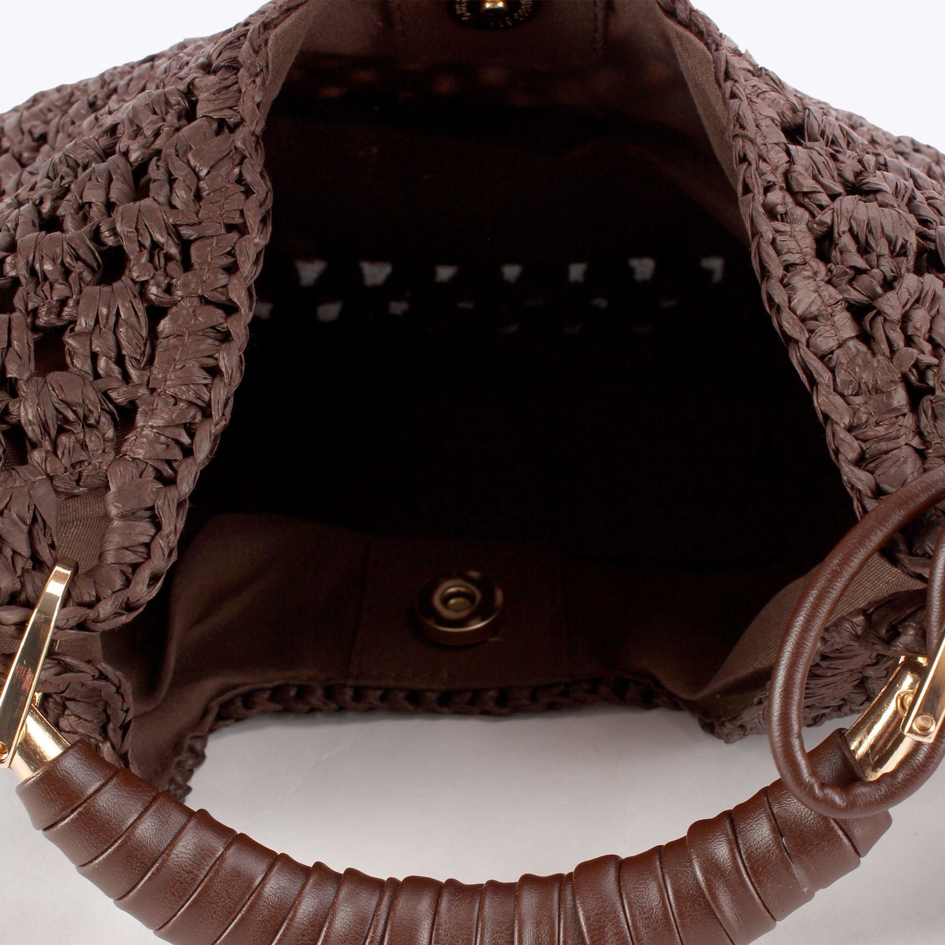 Boho Woven Paper To pHandle Crochet Handbag with Tassel Charm