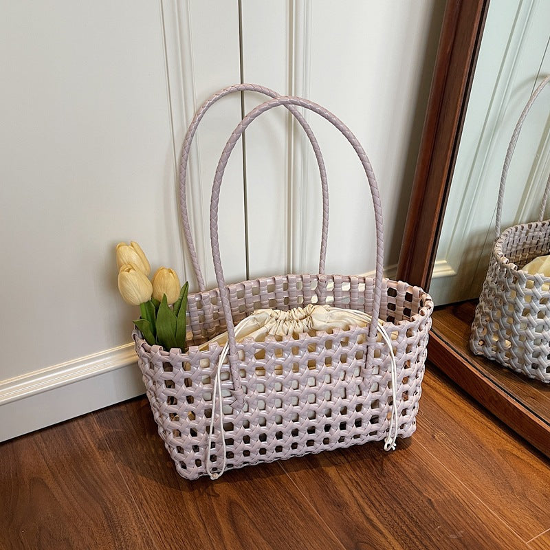 2026 Hollow Woven Summer Beach Shopping Shoulder Handheld Bag