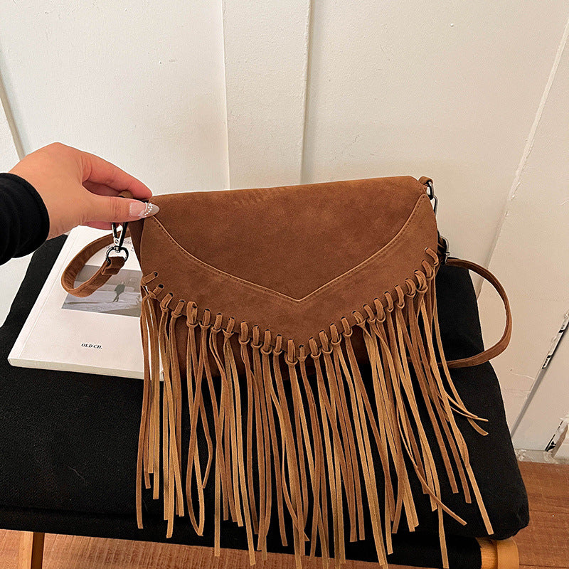 Western Fringe Crossbody Bag with Envelope Flap