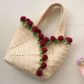 Rose Hand Knitting Yarn Crochet Woven Floral Bouquet Bag
