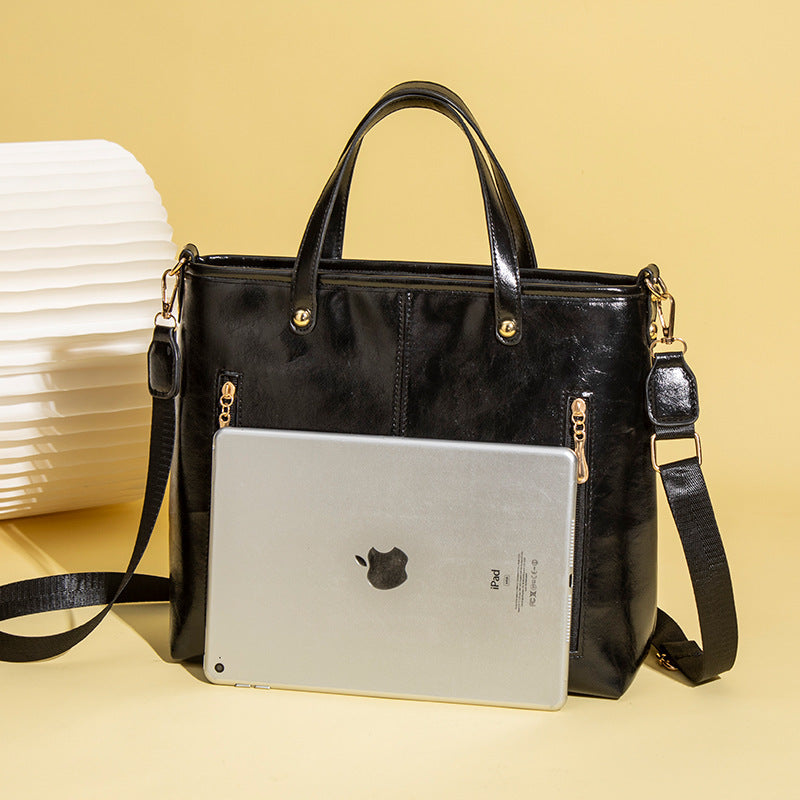 Vintage PU Leather Laptop Large Capacity Work Tote Bag