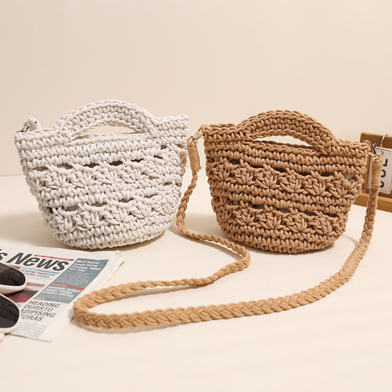 Crossbody Cotton Woven New Cute Handheld Hollow Straw Beach Bag
