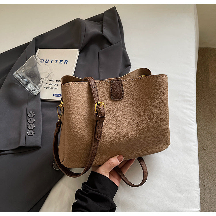 Minimalist Pebbled Faux Leather Crossbody Bag with Adjustable Strap
