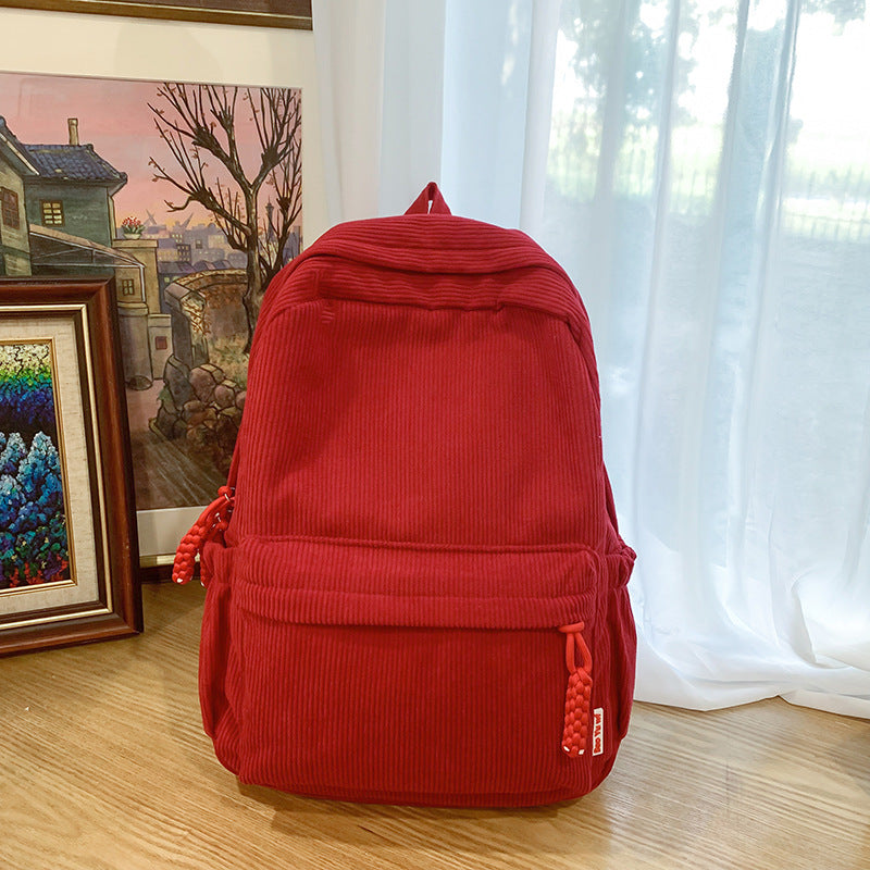 Women 2026 Corduroy Backpack, Large Capacity Student School Bag
