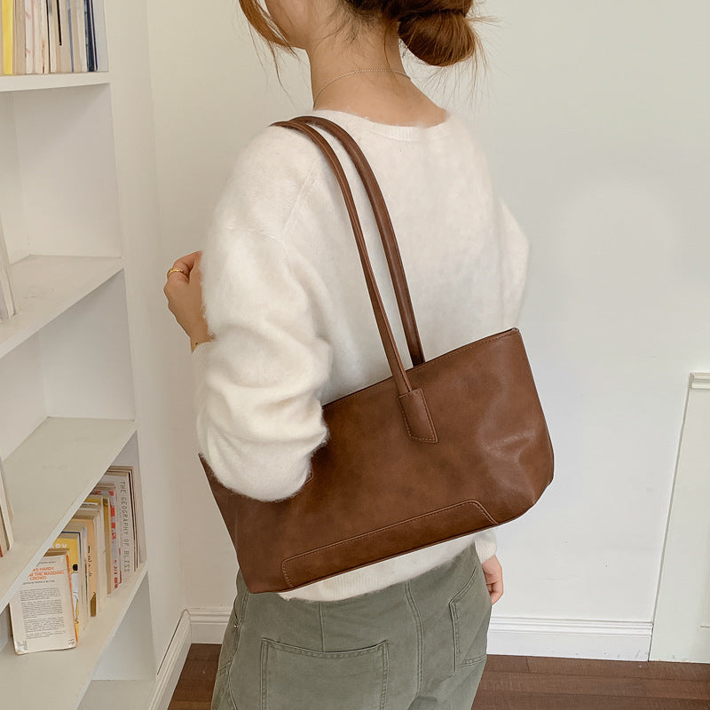 Minimalist Soft Touch Structured Tote with Long Shoulder Straps