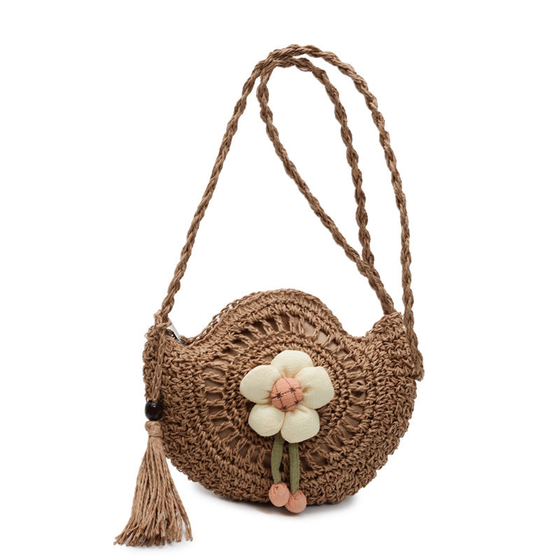 Women Unique Woven Straw 2026 New Ins Shoulder Crossbody Beach Bag