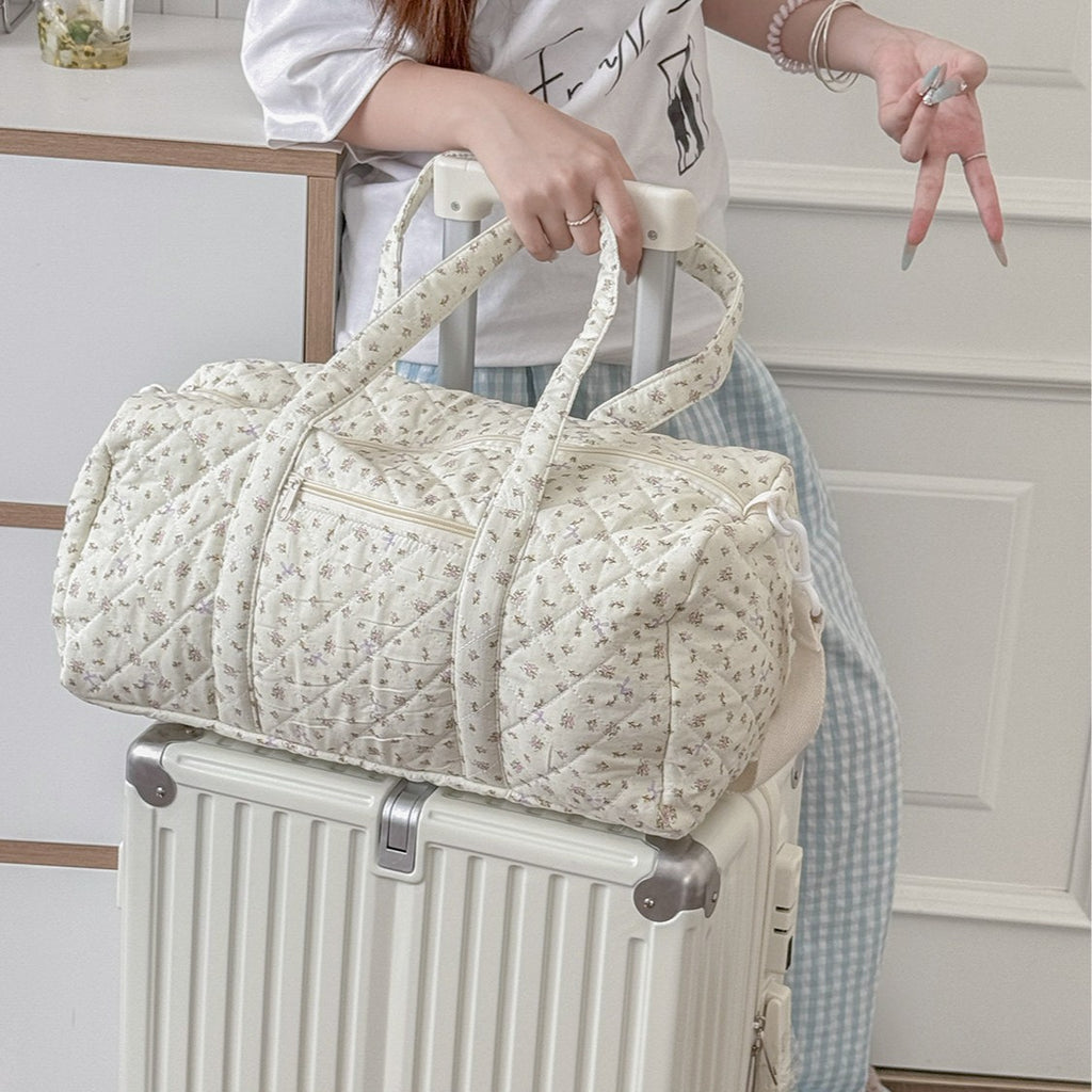 Small Floral Quilted Large Capacity Crossbody Boston Bag