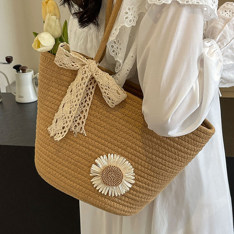 Hand-Woven Large Capacity Simple Casual Shoulder Tote Bag