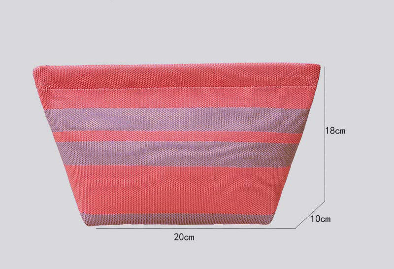 Striped Knitted Wool Cosmetic Clutch Bag