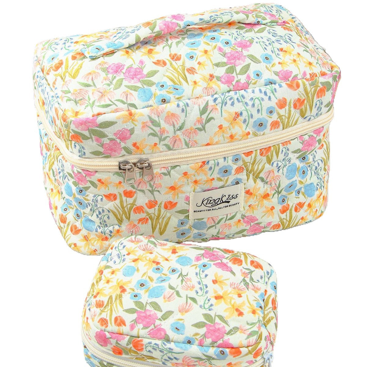 Floral Ins Quilted Cotton Cosmetic Bag
