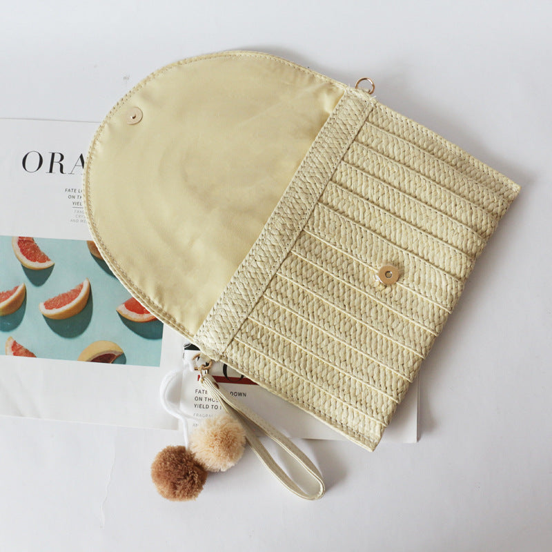 Ball Clutch Straw Woven Beach Bag