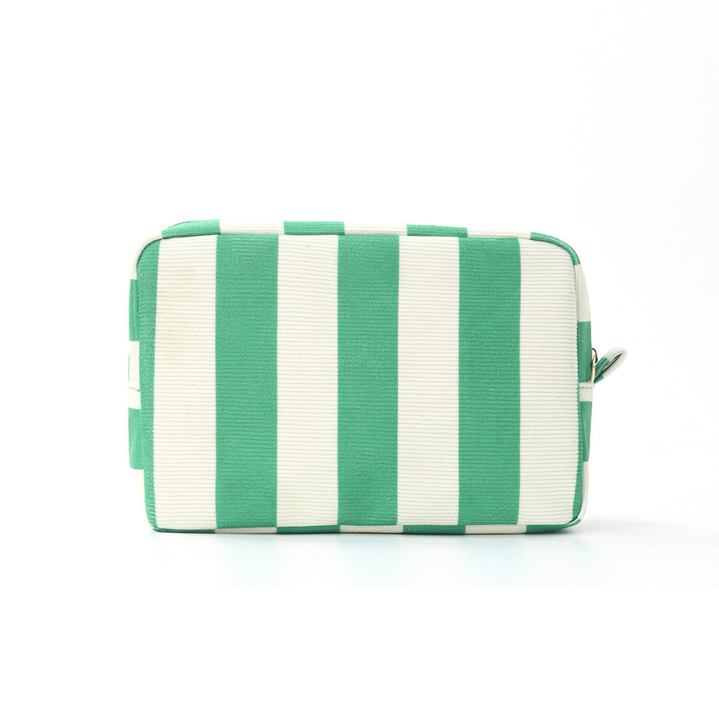 Corduroy Contrast Stripe Vertical Large Opening Octagonal Cosmetic Bag