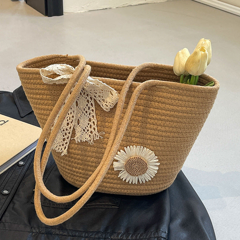 Large Capacity Hand-Woven Tote Crossbody Bag