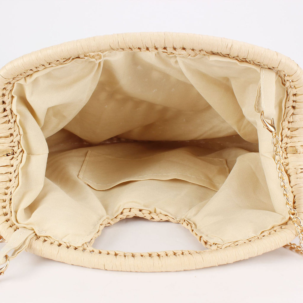 Women Simple Woven Bag, Casual Beach Vacation Shoulder Bag
