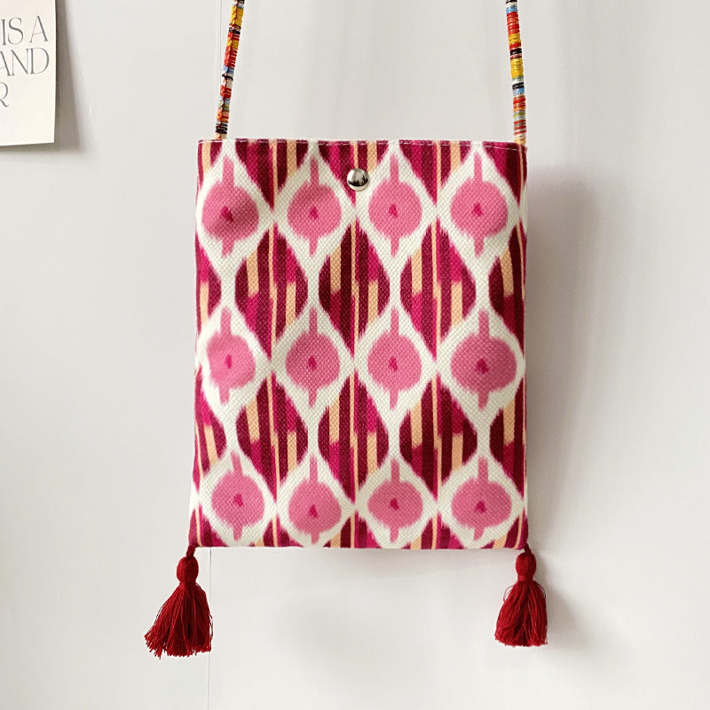 2026 Spring Summer New Ethnic Artistic Phone Crossbody Cloth Bag