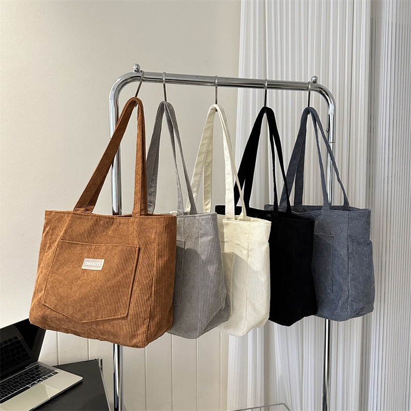 Women's Corduroy Large-Capacity Underarm Tote Bag