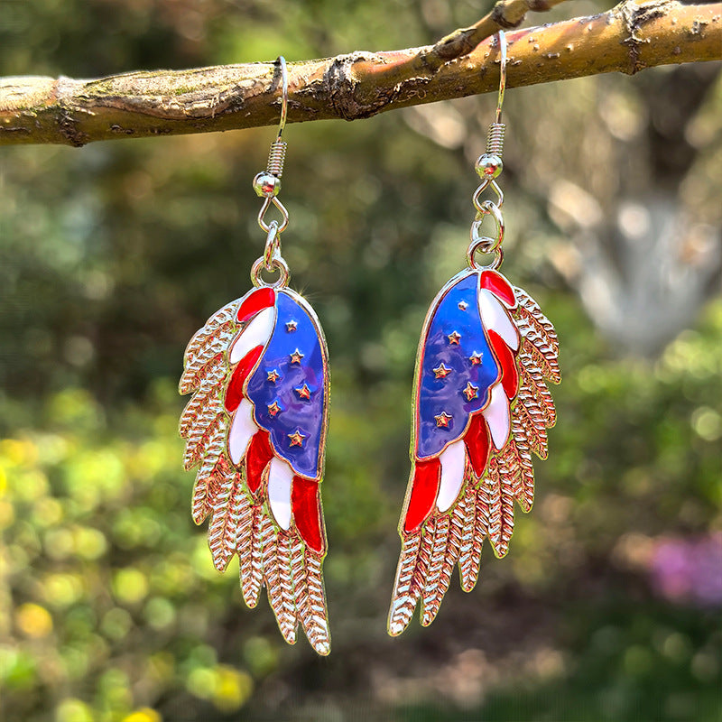 Independence Day Flag Love Star Earrings
