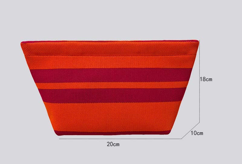 Striped Knitted Wool Cosmetic Clutch Bag