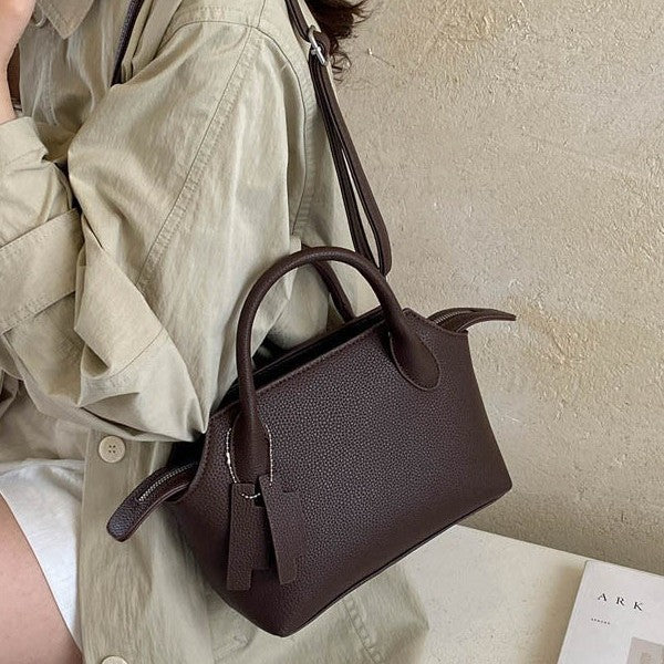 Compact Structured Shoulder Bag with Detachable Crossbody Strap