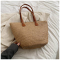 Women New Versatile Minimalist Straw Large Paper Rope Vintage Beach Bag