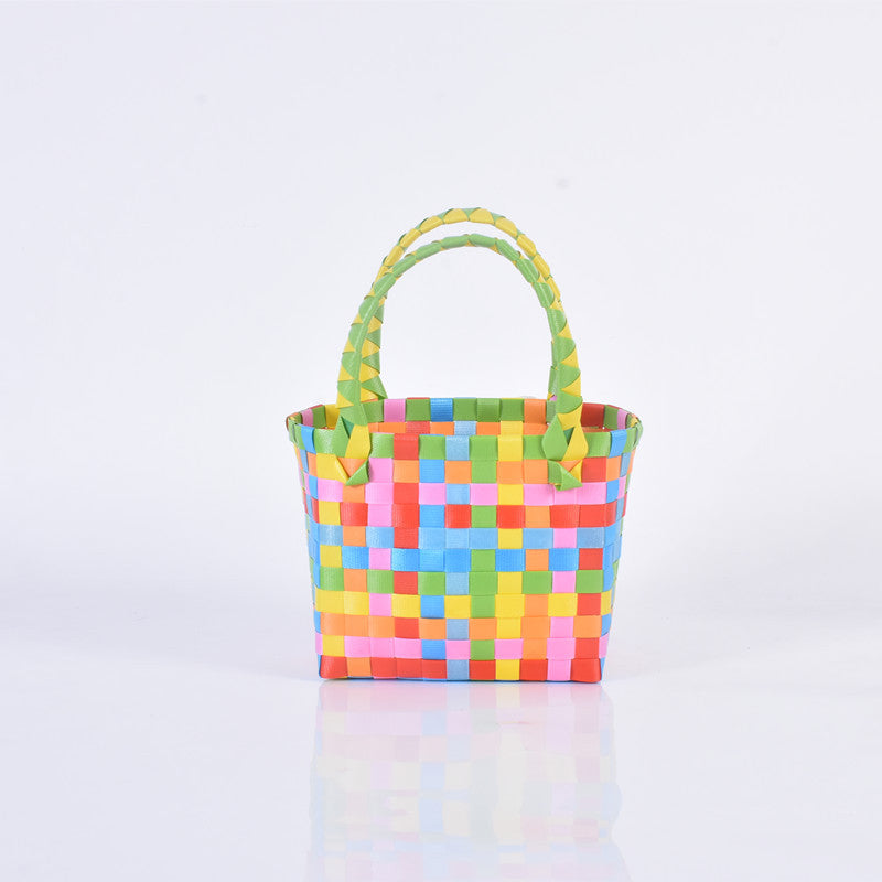 Handwoven Plastic Multi-Use Gift Basket